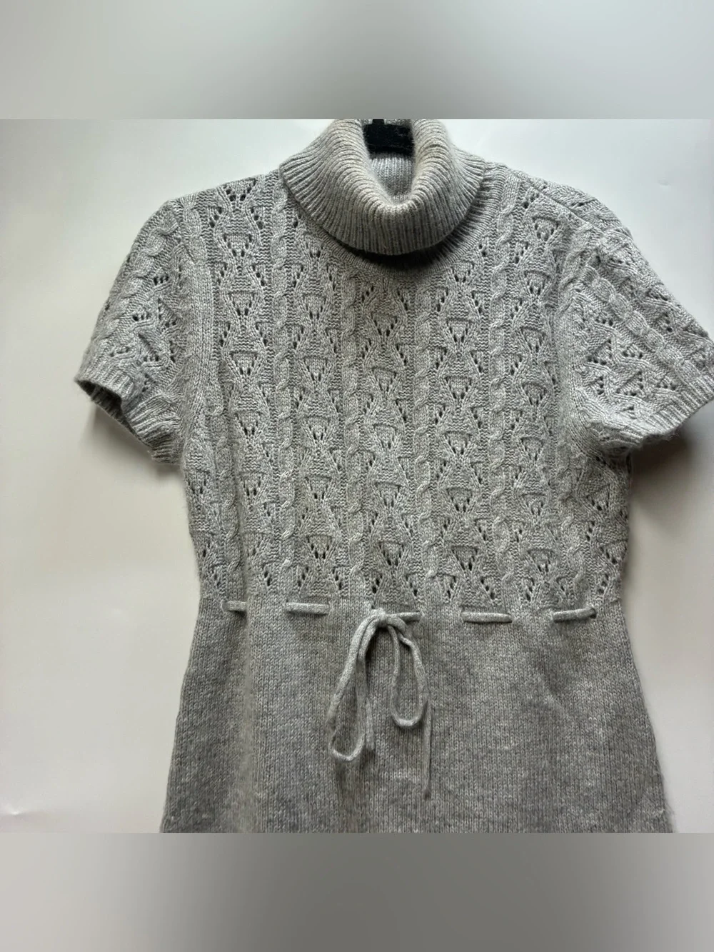 Michael Kors Medium Gray Knit Short Sleeve Turtleneck Sweater Top Shirt Angora